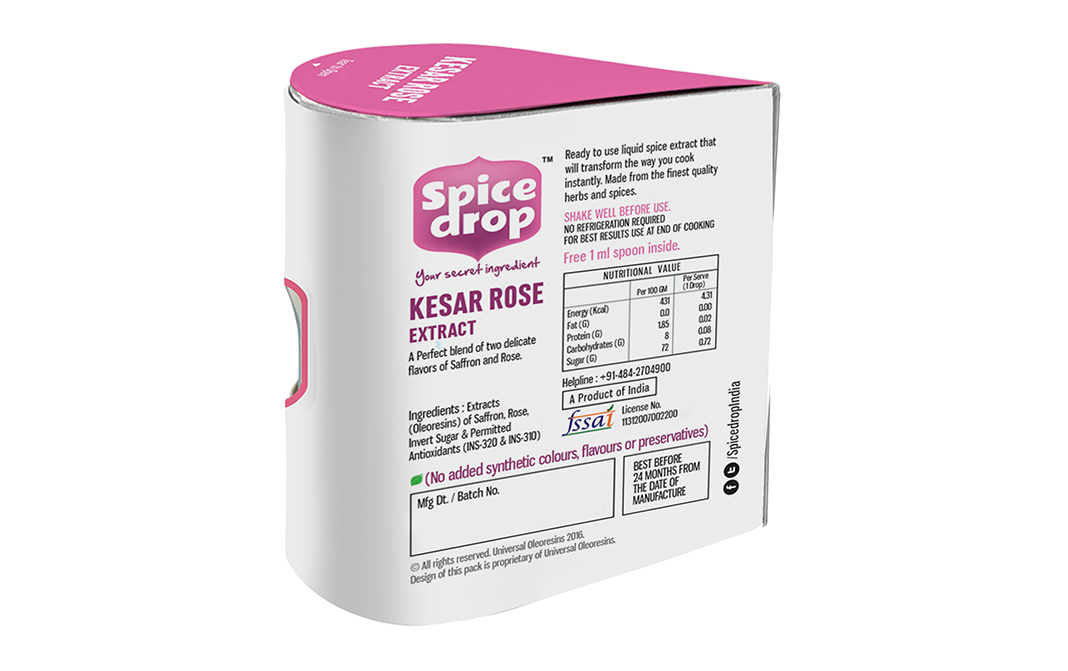 Spice Drop Kesar Rose Extract    Pack  20 millilitre